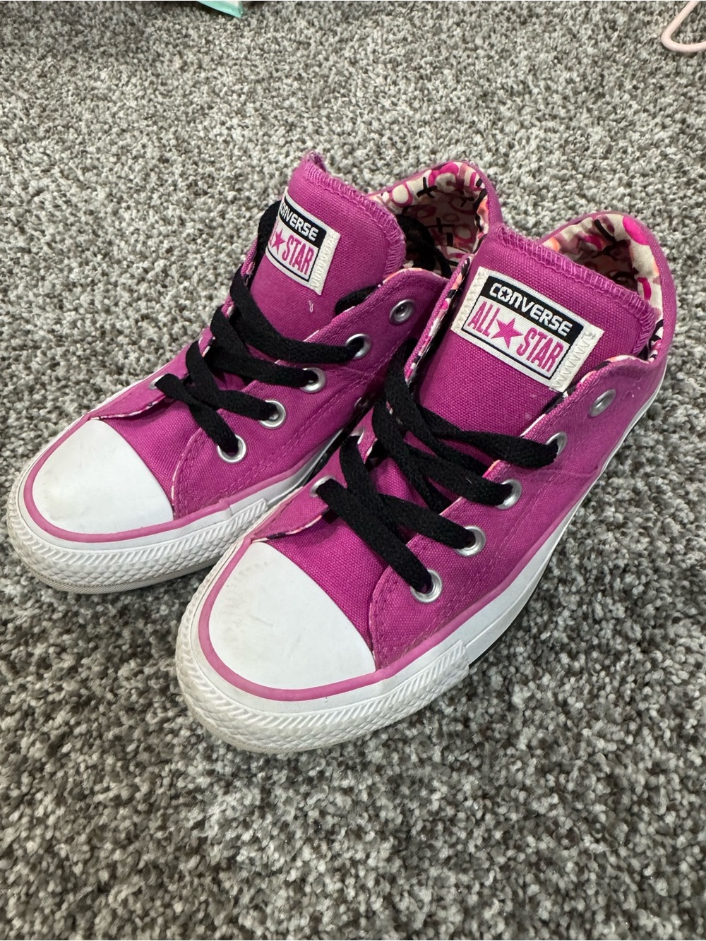 Converse Pink Canvas Low-Top Sneakers with Black Laces